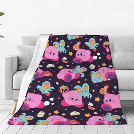 Kirby Filtar Fleece Varm Mjuk Pläd Filt För Soffa Säng Vardagsrum Hela Säsongen Dekor Gåva 152cmX127cm (FMY)