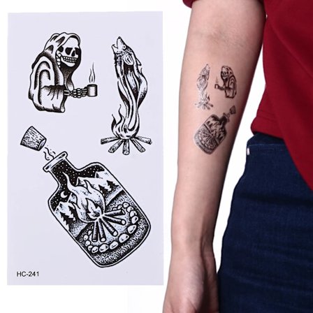 1 stk. svart vanntett midlertidig tatoveringsklistremerke på kropp, ben, vannoverføring, sexy blondestrømpe, falsk flash-tatovering for jenter og 