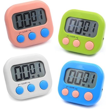 4-Farvet Stopur Magnetisk Timer med Høj Alarm Stor Digital til Madlavning Ægkogning Børn Brusebad Tandbørstning Badeværelse Børn Lærer Gymnastiksal 