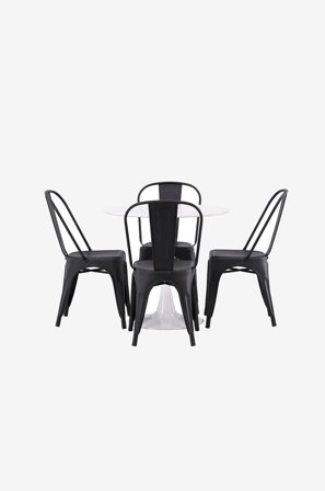 Venture Home - Ruokailuryhmä Hamden ja tuolit Tempe, 4 kpl - Musta - Ruokailuryhmä 4 hengelle - - Homeroom