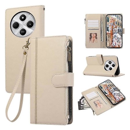 Lær Telefondeksel Kompatibelt Med Xiaomi Redmi 14C 4G / A3 Pro 4G / A4 5G / 14R 5G / Poco C75 4G / Poco M7 5G Multi Car [DB] Beige