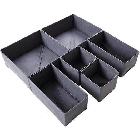 6-pack Klädlådeorganisatörer, Vikbara lådavdelare, för Kläder, Underkläder, Strumpor, BH:ar, Scarves, Slipsar, Grå
