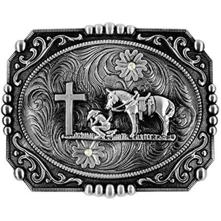 2 stk Religion Kors Cowboy Knelende Bønn Og Hest Design Beltespenner
