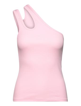 Ribbed Jersey -Shoulder Top T-shirts & Tops Sleeveless Rosa REMAIN Birger Christensen