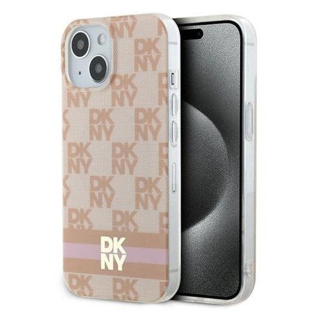DKNY IML Checkered Mono Pattern & Painettu Raidat MagSafe Kotelo iPhone 15/14/13 - Vaaleanpunainen