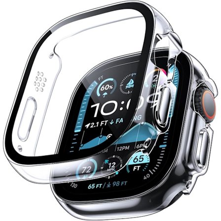 2-pak hårde skaller til Apple Watch Ultra 2 / Ultra 49 mm, med PC-hærdet glasbeskyttelse, [Skærmbestandig], [Generel beskyttelse] Slankt skal
