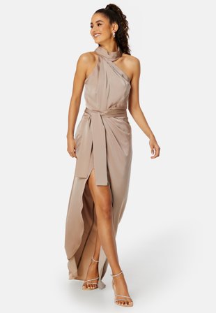 Elle Zeitoune Grace High Neck Dress Bronzed Champagne Klær
