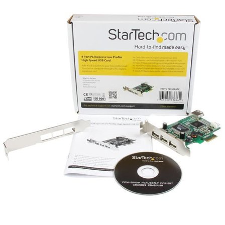 StarTech 4 Port PCI Express Low Profile High Speed USB Card - PCIe USB 2.0 Card - PCI-E USB 2.0 Card (PEXUSB4DP) - USB-adapter - PCIe - 4 porter