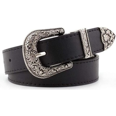 Western-Lærbelter-Kvinner Vintage Midje-Belter med Hult Blomster Spenne
