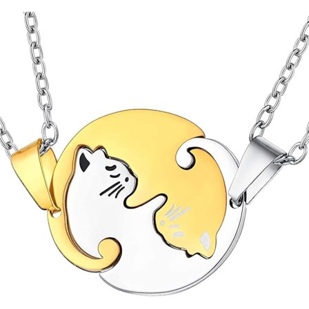 Par Hjerte Eller Kat BFF Bedste Veninde til Piger Puzzle Venskabs Vedhæng Halskæder, 316L Rustfrit Stål