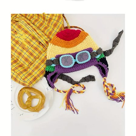 Håndlaget Heklet Pilotlue for Høst og Vinter, Trendy Lue for Kreative Individer