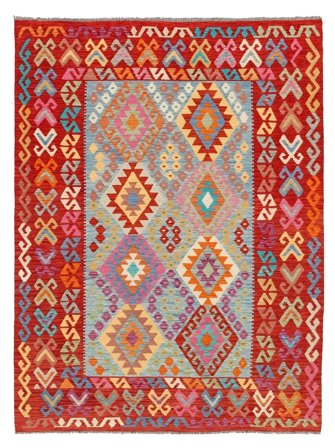 Tessuto A Mano Kilim Afghan Old Style Tappeto 180X248 Di Lana