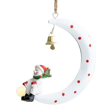 Joulukuusi riippuva koriste sarjakuva Joulupukki Hirvi Lumiukko Crescent Moon Hartsiriipus ja Jingle Bell Xmas Decor