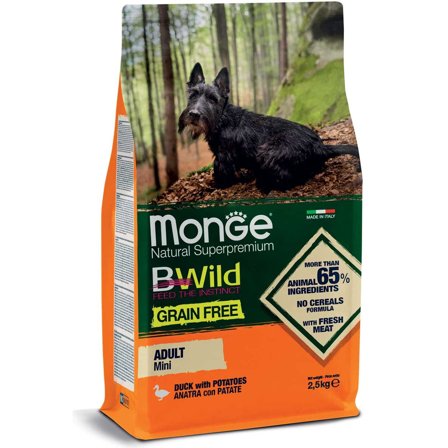 Monge B Wild Grain Free Anatra E Patate Cibo Secco Per Cani