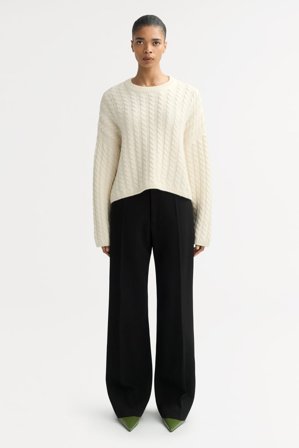 Soft Goat - Cable Knit Crewneck - L - Feather White