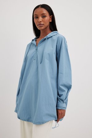 Angelica Blick x NA-KD Oversized Drawstring Hoodie - Hoodies - Blå - EU 38