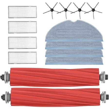 Tillbehör till Roborock S7, reservdelar till Roborock S7, 2 huvudborstar, 4 luftfilter, 4