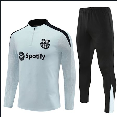 2425 Ny Barcelona Fodboldtrøje med Lange Ærmer og Halv Lynlås til Voksne og Børn Grå grå grå grey_qc