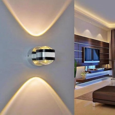 Moderne, moderne vegglampe med innfelt montering i metall, 2W