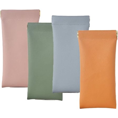 Brilleetui Sett med 4 Myke PU-Lær Beskyttende Solbrilleetui Fjærbelastet Oppbevaring med Automatisk Lukking Vanntett Bærbar One Size Flerfarget