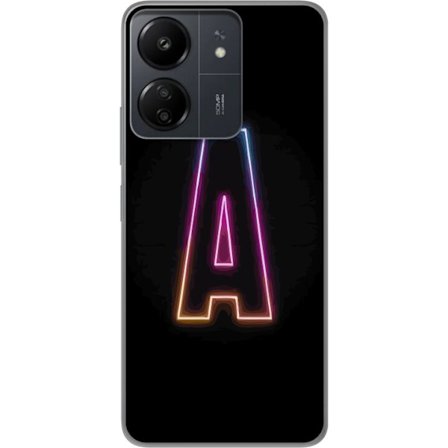 Kompatibelt Mobildeksel til Xiaomi Redmi 13C Minimalistisk neonbokstav A i regnbuefarget lys mot svart bakgrunn i moderne typografisk stil