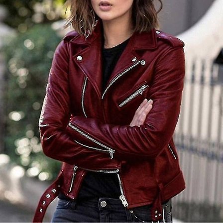 Solid Efterår Dame Cykel Frakke Kunstlæder Overtøj Lynlås Outfit Forår Efterår Dame Mode Kort Tynd Damejakke Frakke hurtig