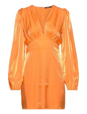 Gina Tricot Puff Sleeve Mini Dress - Orange - XXS