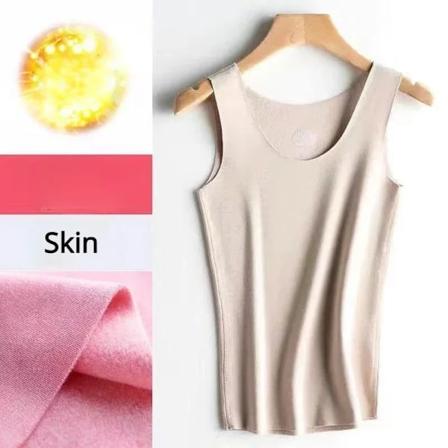 Termisk Underkläder Kvinnor Inner Wear Crew Neck Tank Tops Vinter Varm Ull Thermo Toppar Ärmlös Kropp Väst Slim Undershirt XXXL Skin XL