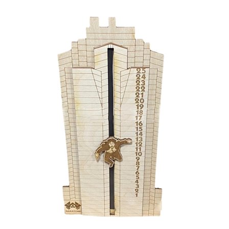 Julkalender med Hans Gruber som faller från Nakatomi Plaza från Die Hard