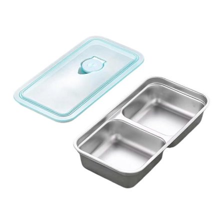 Madopbevaringsbeholder, madkasse til madpakke med dobbelt ruminddeling, snack-organisering til hjemme-bento