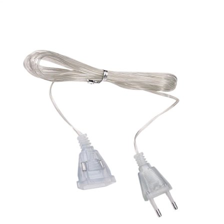 Tynn skjøteledning, 3 meter transparent strømkabel, 220V lettvektsforlenger