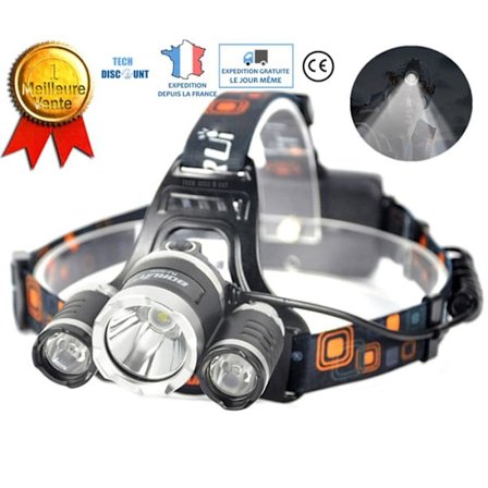 Ladattava LED-otsalamppu - TECH DISCOUNT - Tehokas - 20W - IPX4 - 200-300m valaistusta