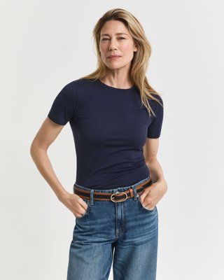 GANT - Lett bomulls T-skjorte med rund hals til dame evening blue