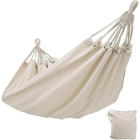 Dobbel hengekøye for 2 personer 220x150cm Innendørs Utendørs Hage Grå 270cm Lengde QE202[JSR]‘-FY