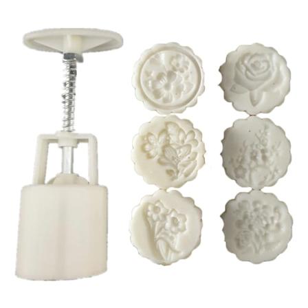 50g Mooncake mold 4/6 kpl 3D-kukkia postimerkkejä käsinpuristettu kuukakkuleipämuotti tee mould itse leipomo- ja keskisyksyn juhla