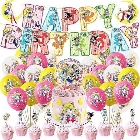 Sailor Moon -teemajuhlakoristeet Banneri Ilmapallo Kakunpäälliset Setit Lahjat