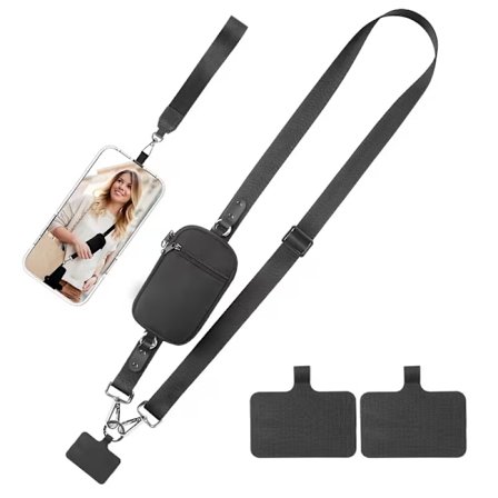 Justerbar Nylon Crossbody Telefonrem med Mini Pung & Håndledsrem, Holdbar Anti-Tyveri Lanyard til Shopping & Rejser