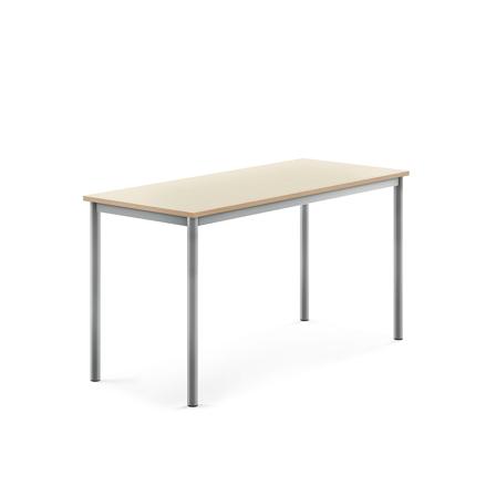 Tisch SONITUS, 1400x600x720 mm, Hochdrucklaminat Birke, alugrau