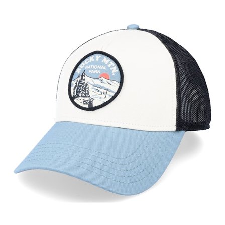 American Needle - Blanc trucker Casquette - Rocky Mountain Valin Black/Ivory/Blue Trucker @ Hatstore