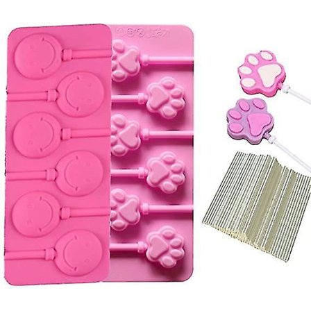 2 st Lollipop Choklad Silikonformar Emoji Tassar