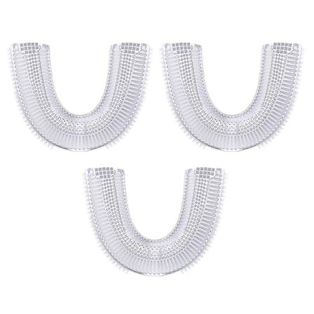 3 U-formede tannbørstehoder, elektriske tannbørstehoder i matkvalitet (hvit) (5X3X2CM, hvit)