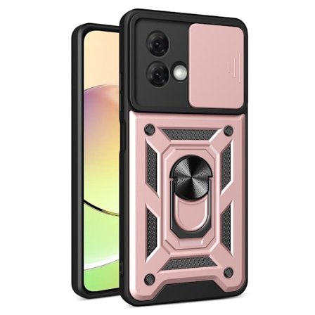 SKALO Motorola Moto G84 5G Armor Hybrid Magnet Ring Camera Slider - Rosa guld