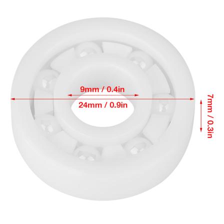 1 stk. 609 9 x 24 x 7mm Hvid Højpræcision Fuld Keramisk ZrO2 Kugleleje