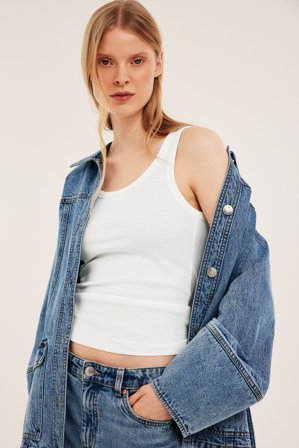 Kappahl | Prążkowana koszulka | Offwhite