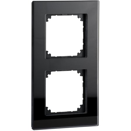 Schneider Electric Exxact Solid Ramme glass, svart 2 rom, Strømbrytere & vegguttak