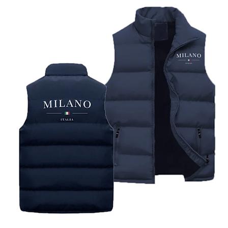Oudoor Herrarnas Lyxig Varm Vindtät Sportdunjacka Milano-Tryck Vattentät Vandringsväst Navy Blue 01 Size L