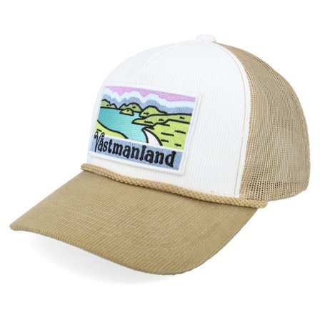 Wild Spirit - Vit trucker Keps - Swedish Västmanland Landscape Rope Cord Off White/Khaki A-Frame Trucker @ Hatstore