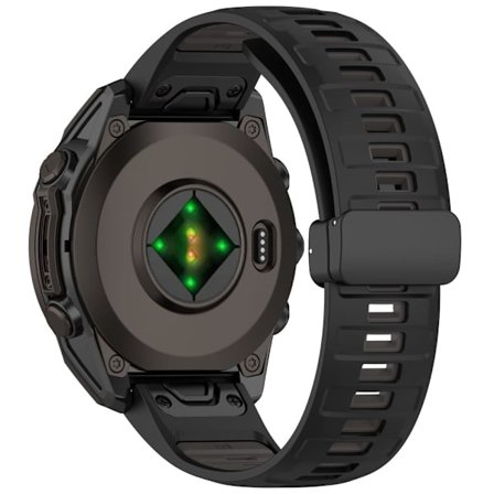 26 mm klockarmband Garmin Enduro 3 / Fenix 8 51 mm / Instinct 2X Andningsaktivt silikonarmband med magnetiskt viklås - Svart + Grå