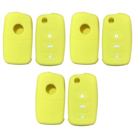 3 stk Bilnøkkelveske Bilnøkkelbeskyttelsesdeksler GUL Yellow
