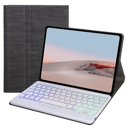 For Microsoft Surface Go/Go 2/Go 3 Tre farger bakgrunnsbelyst Bluetooth 5.0 Tastatur + Trestrukturert PU-lær